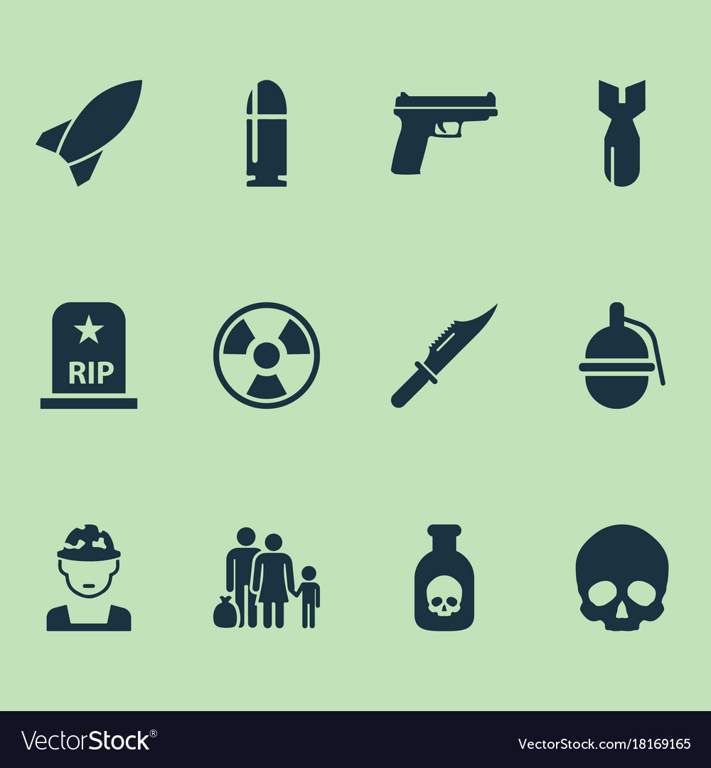 Army icons set collection of rip fugitive Vector Image