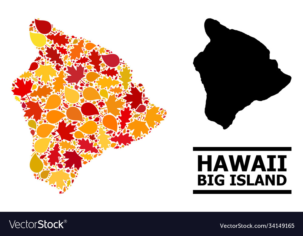 Herbstblätter - Mosaikkarte hawaii große Insel