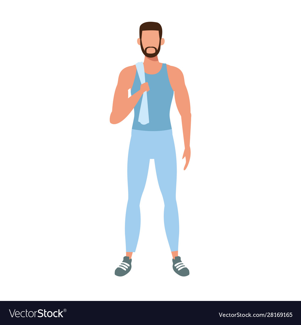 Avatar man standing with sports clothes icon