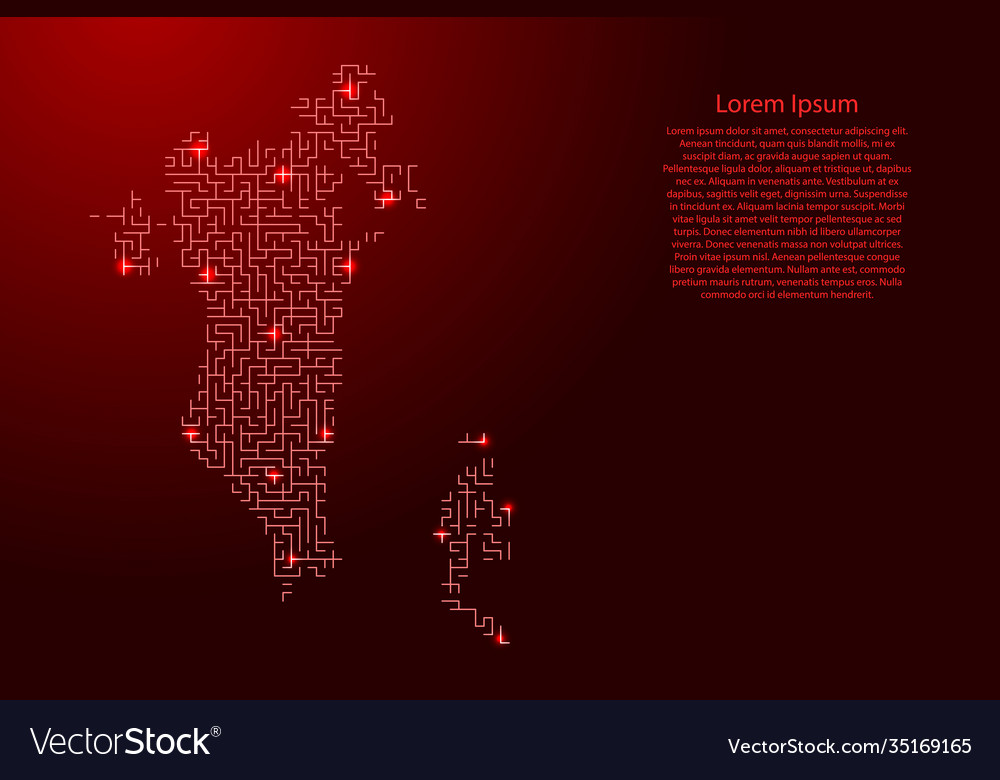 Bahrain map from red pattern maze grid Vector Image Bahrain map from red pattern maze grid