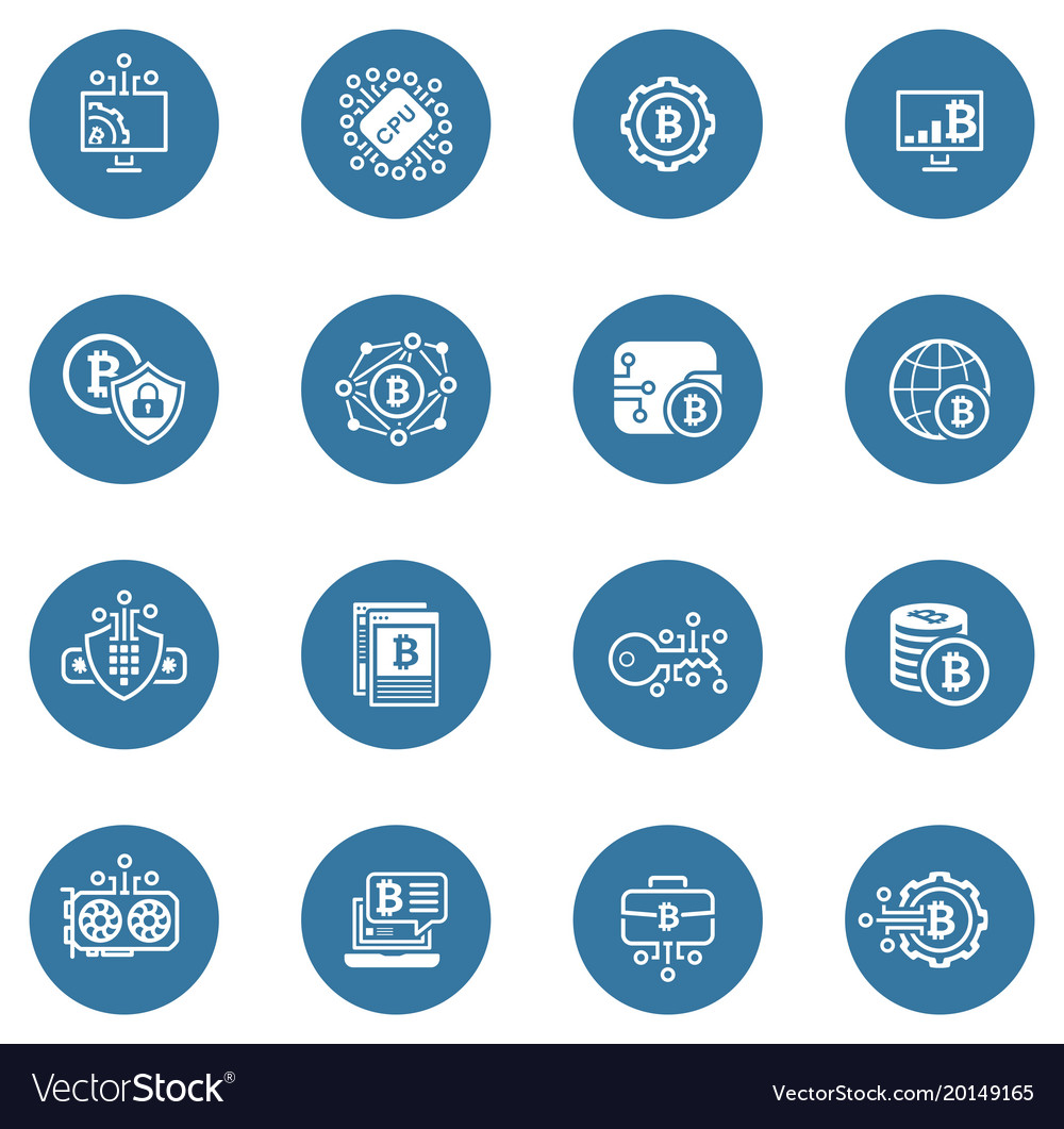 Bitcoin and blockchain cryptocurrency icons