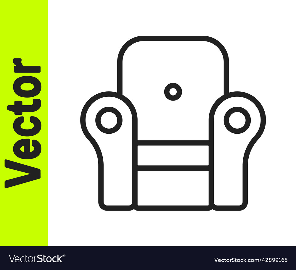 Black line armchair icon isolated on white