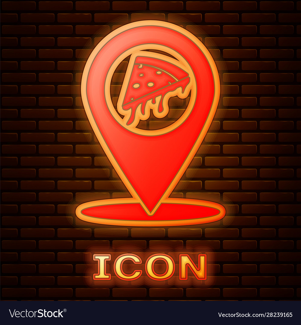 Glowing Neon Pizza Map Pointer