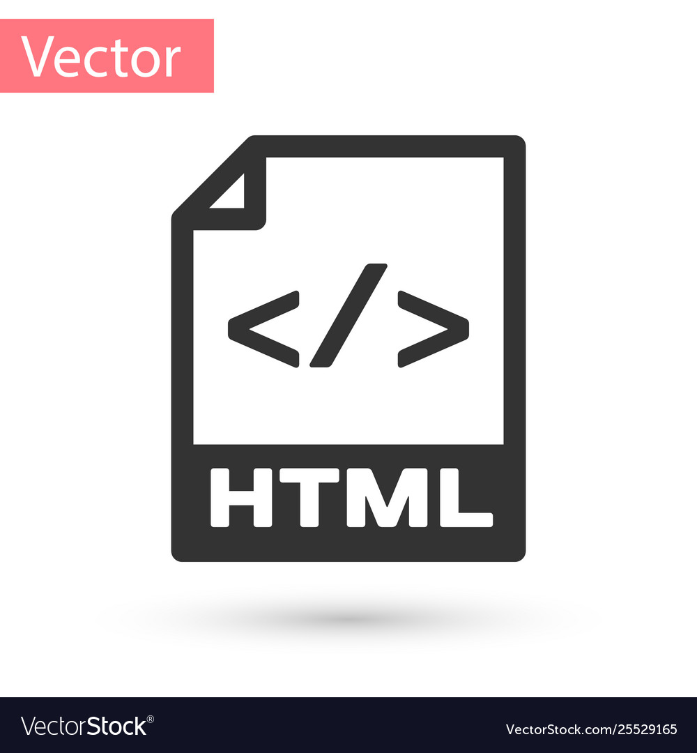 Grey html file document icon download button