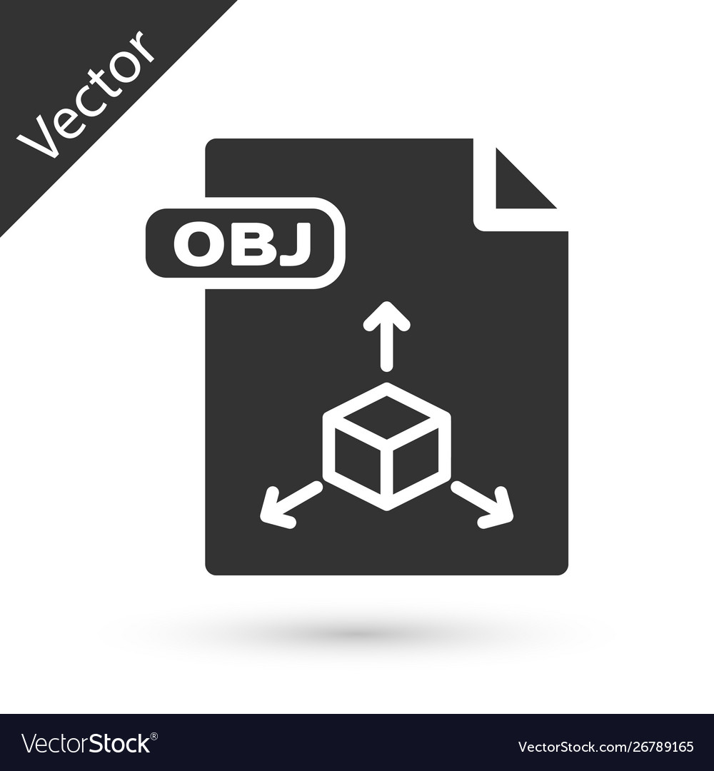 Grey obj file document download button icon vector image Grey obj file document download button icon