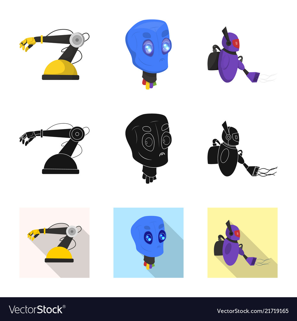 Isolated object of robot and factory sign vector image Isolated object of robot and factory sign