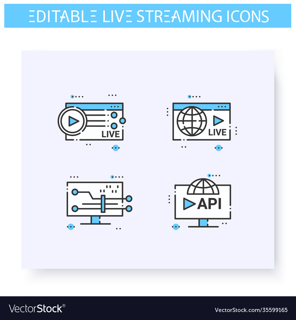 Live streaming line icon editable