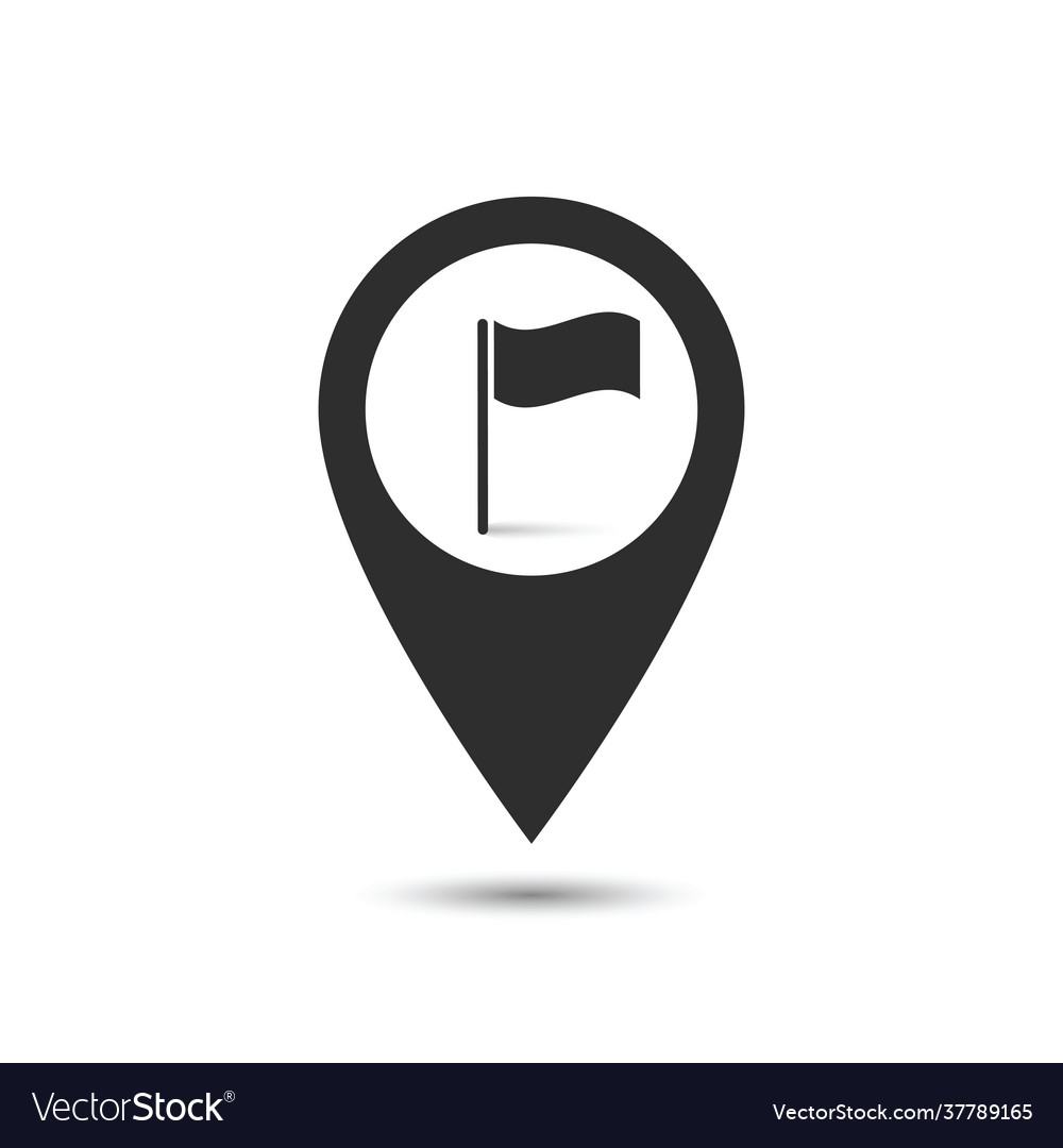 Map pointer with symbol flag and finish vector image Map pointer with symbol flag and finish