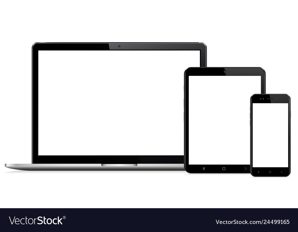 Modern digital devices with empty space on white