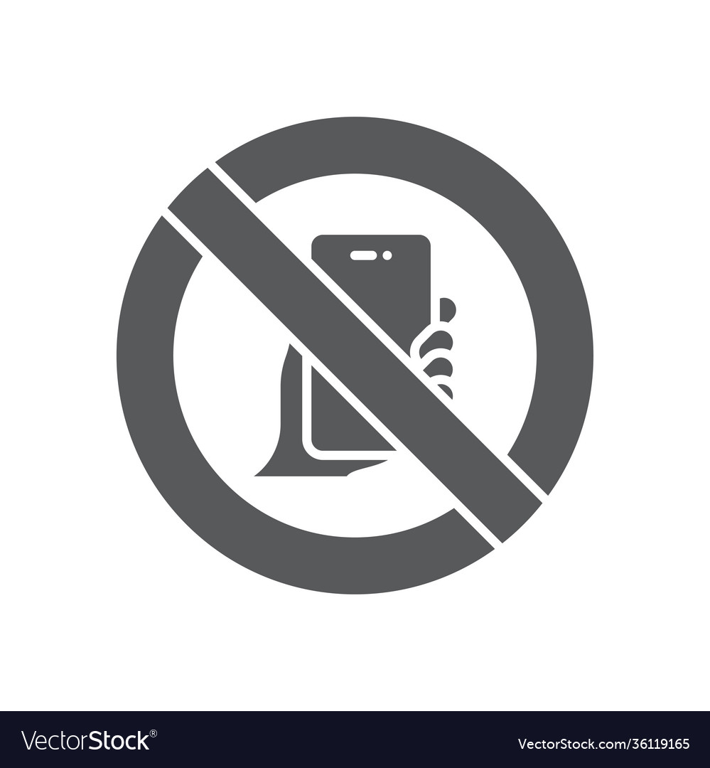 No cell phone icon color line outline sign linear