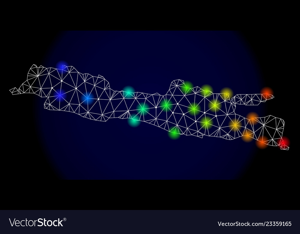 Polygonal 2d mesh map of java island with colorful vector image Polygonal 2d mesh map of java island with colorful