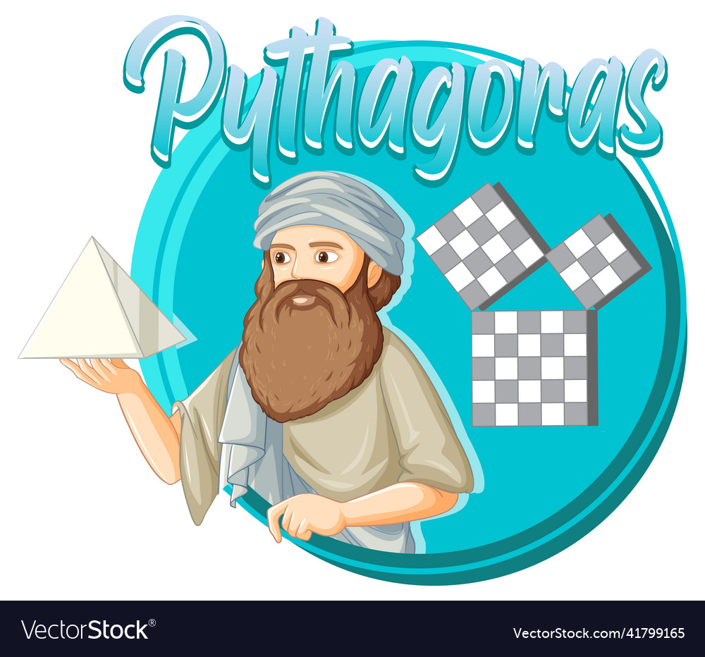 Pythagoras philosopher in cartoon style