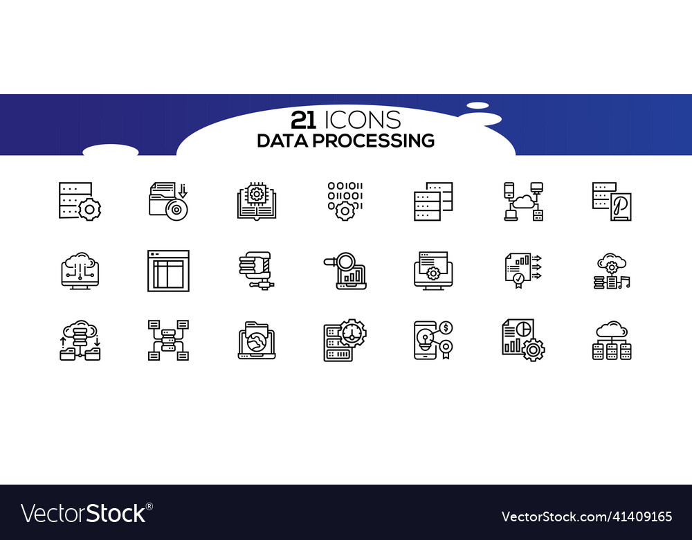 Simple set of data analysis related line icons
