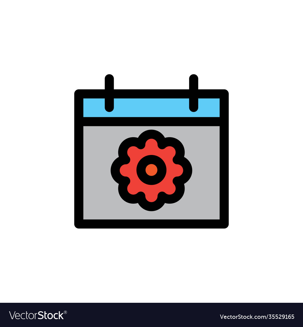 Spring filled line icon calendar and date