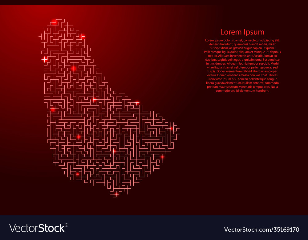Barbados map from red pattern maze grid vector image Barbados map from red pattern maze grid