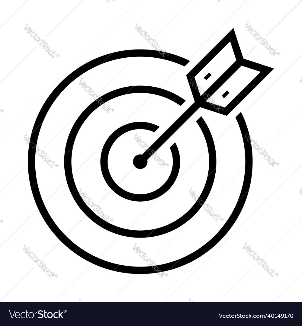 Black icon as arrow with round target shape vector image Black icon as arrow with round target shape