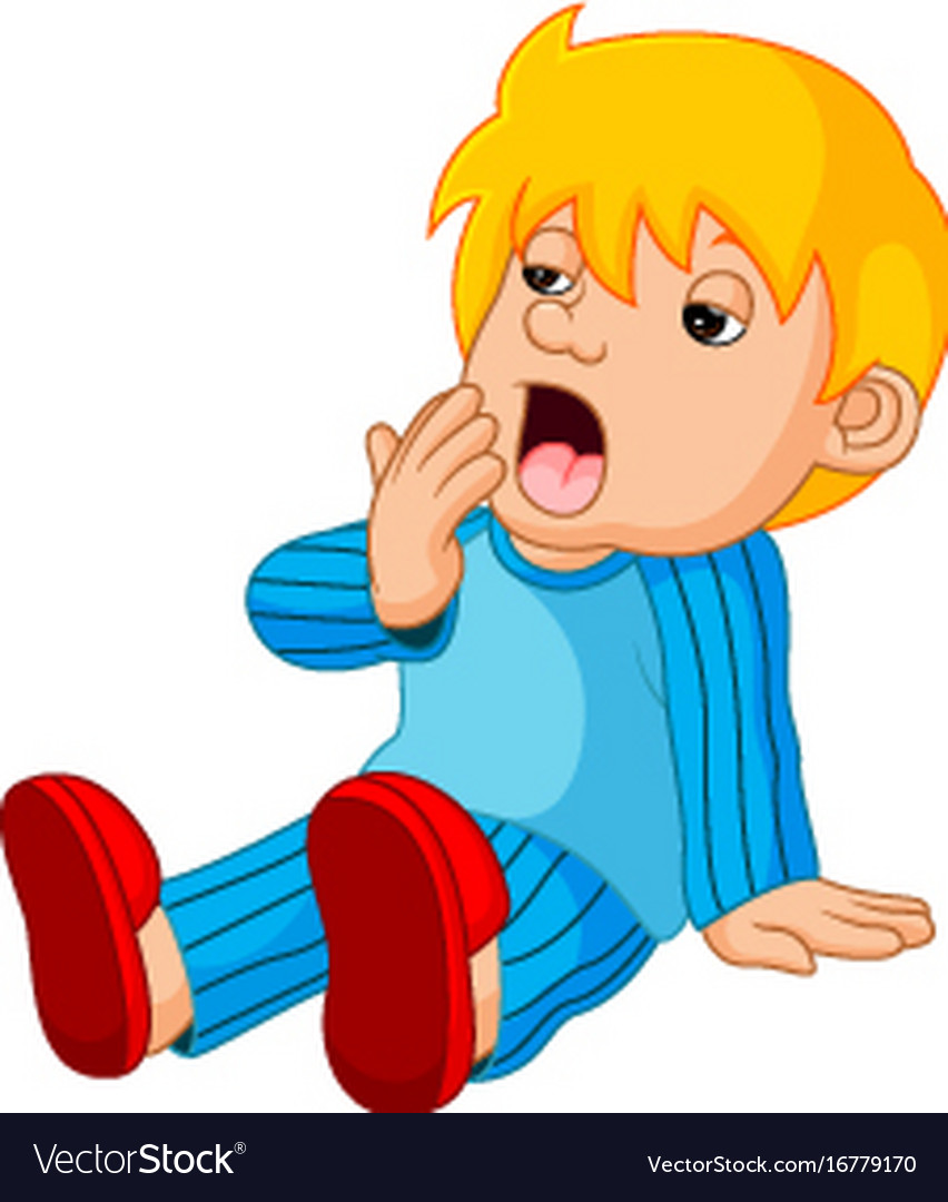 Cute Boy Cartoon Sleepy Royalty Free Vector Image