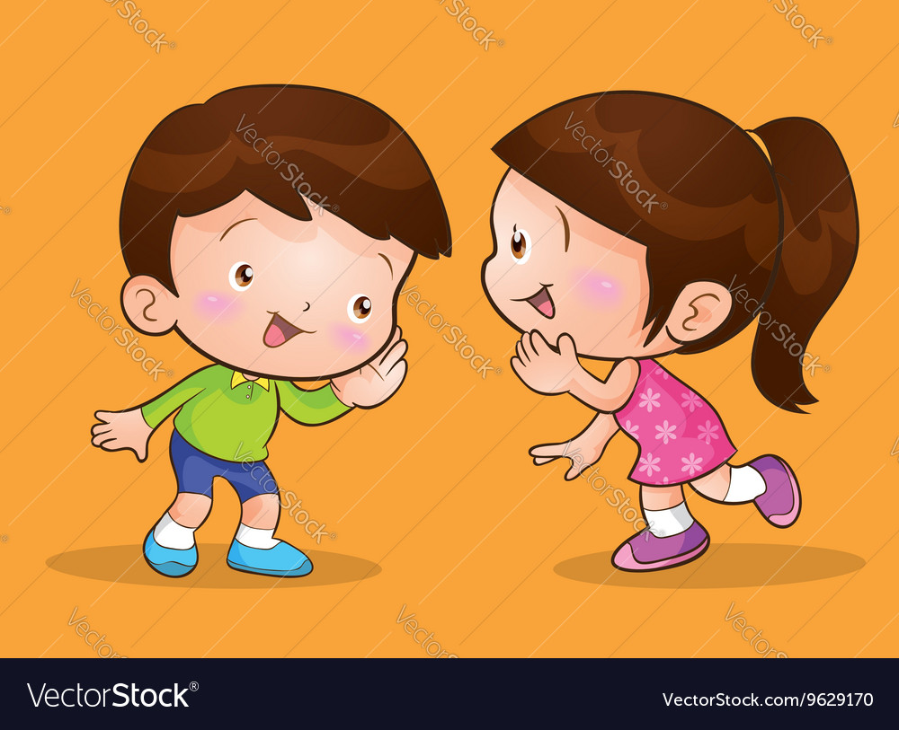 children whisper clip art