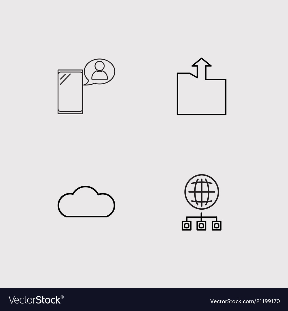 Data analytics simple linear icons set outlined