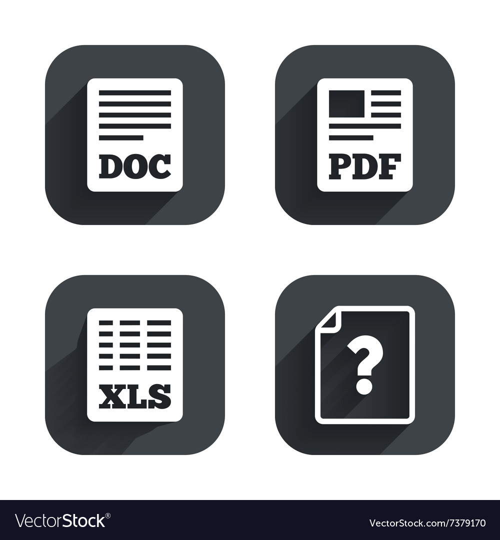 Document icons xls pdf file signs