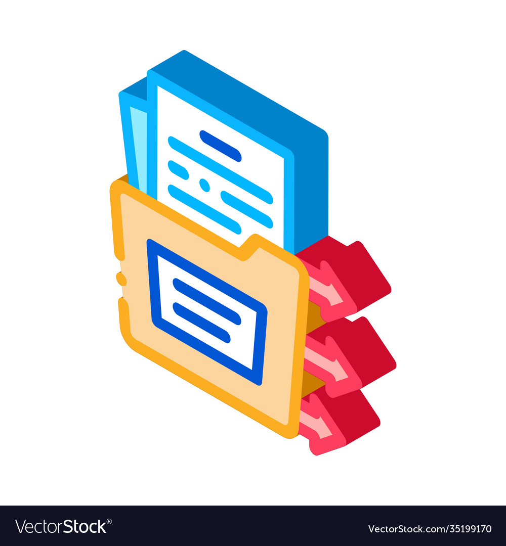 Document in folder isometric icon