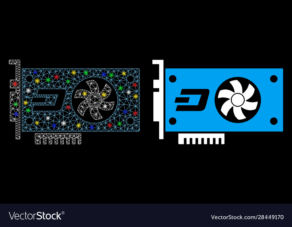 Flare mesh network dash video gpu card icon vector image Flare mesh network dash video gpu card icon