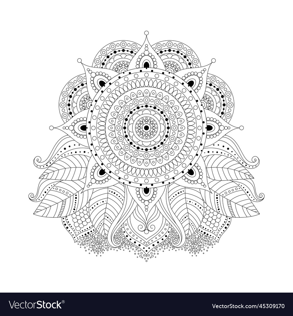 Floral ornament black and white Royalty Free Vector Image