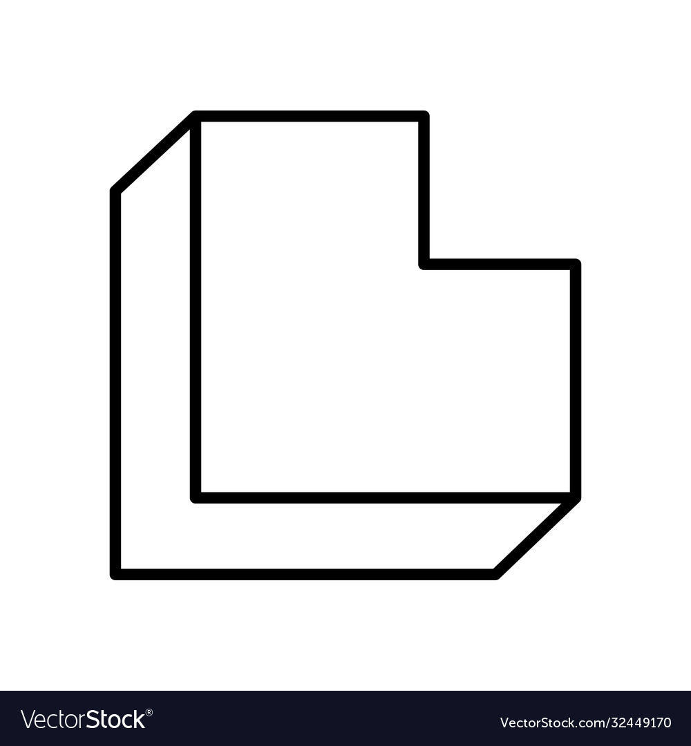 Geometric cube in l shape line style