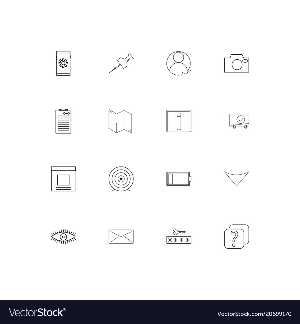 Interface simple linear icons set outlined