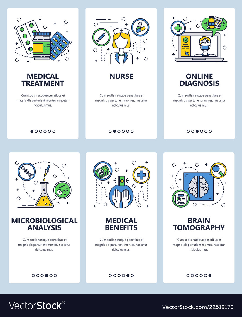 Line art web and mobile app template set