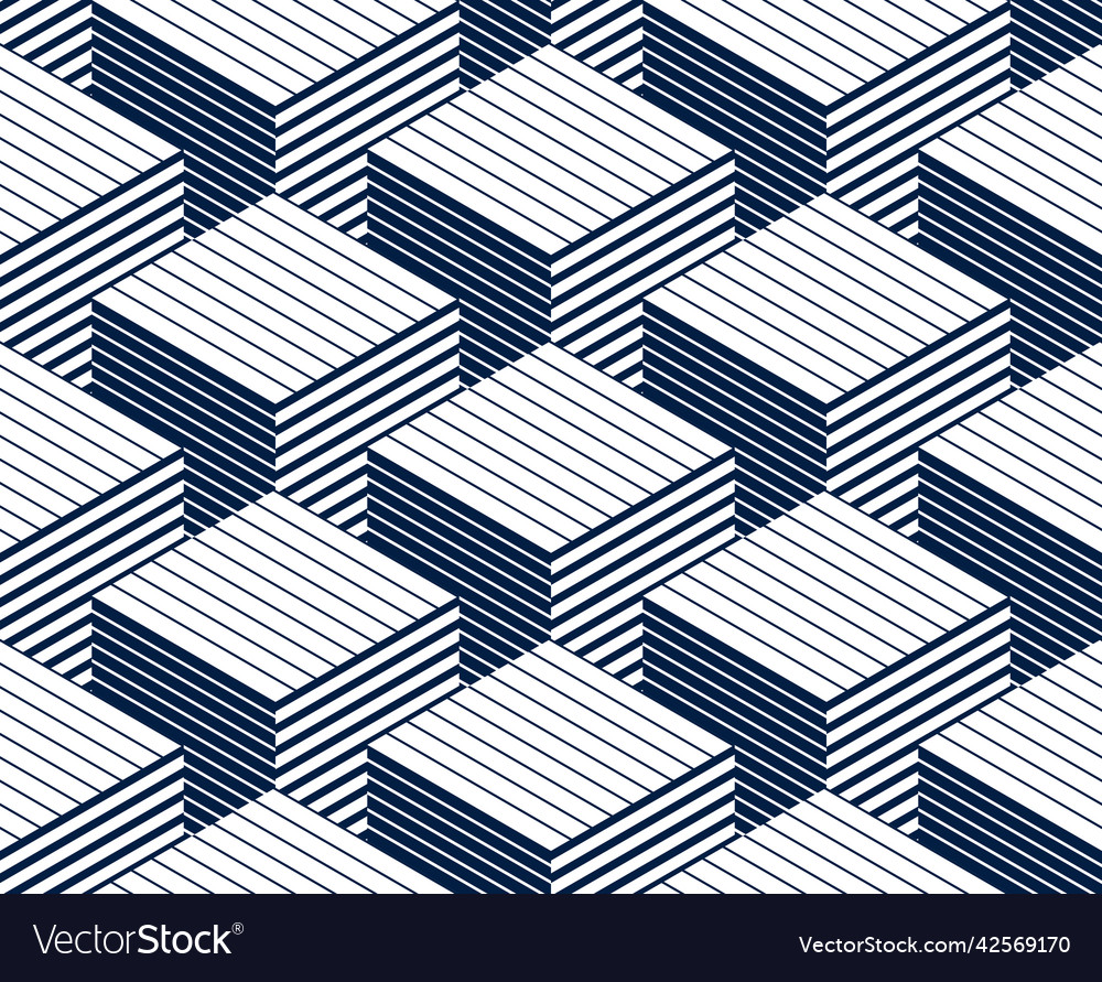 Lined Cube Pattern - 3D Geometric