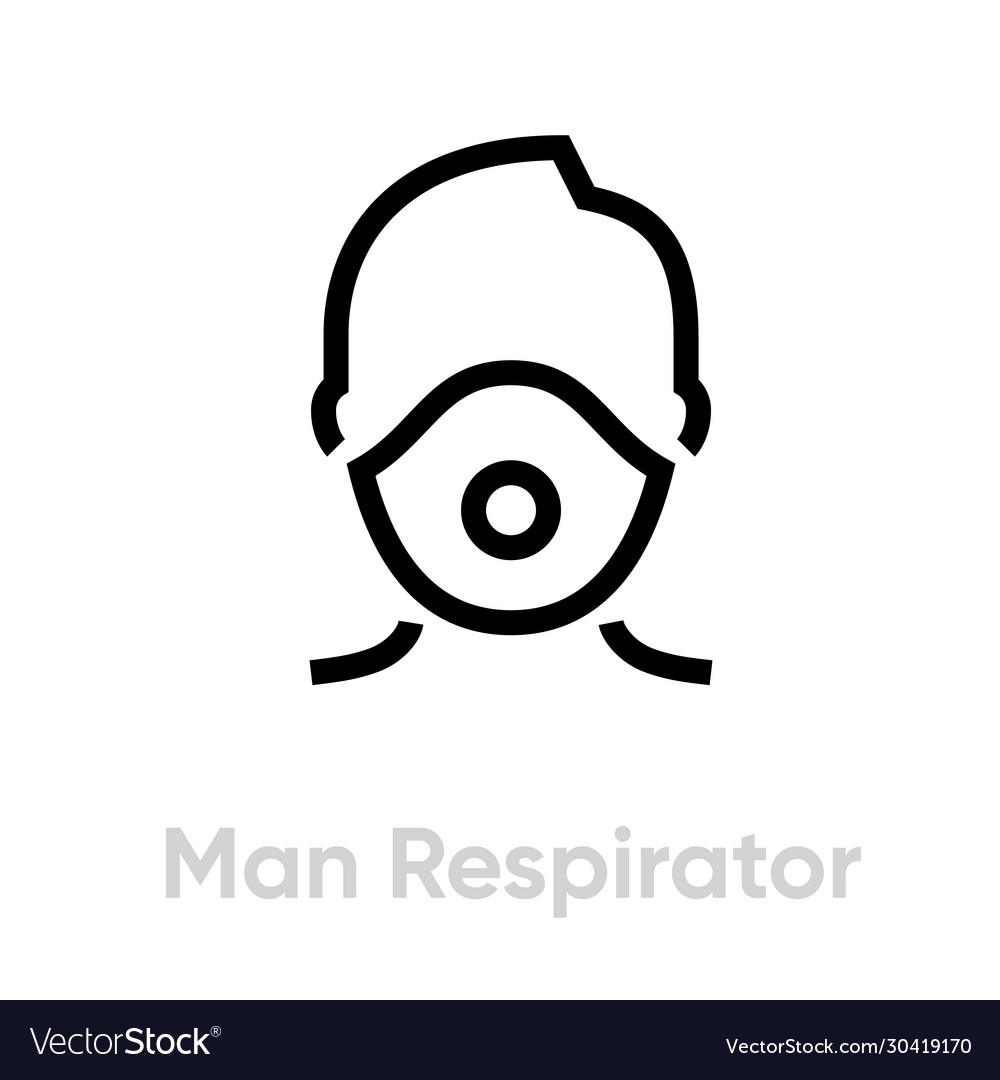 Man respirator icon editable line Vector Image Man respirator icon editable line