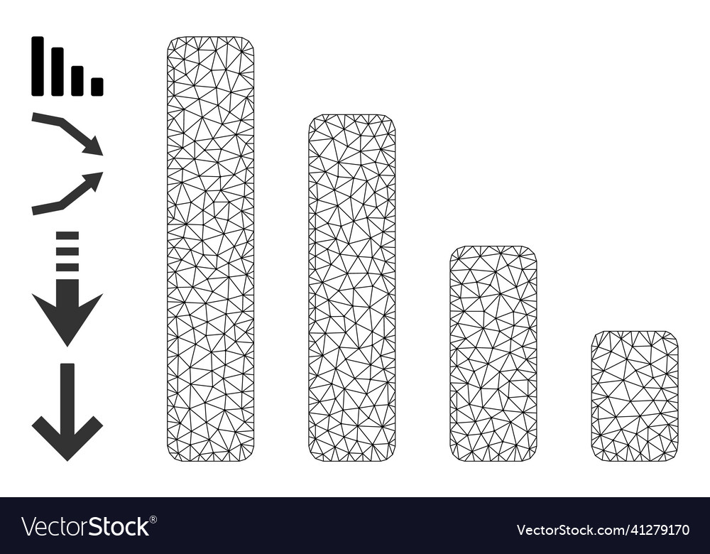 Mesh network descending bar chart icon vector image Mesh network descending bar chart icon