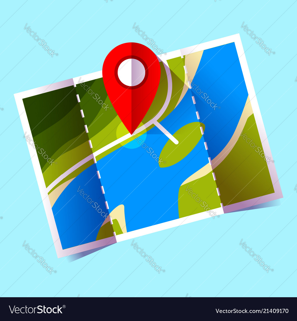 Navigation icon red pin on map vector image Navigation icon red pin on map