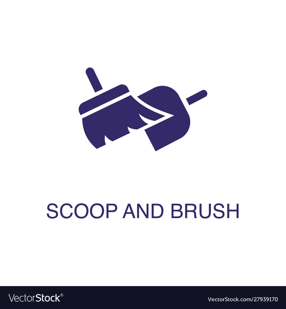 Scoop and brush element in flat simple style