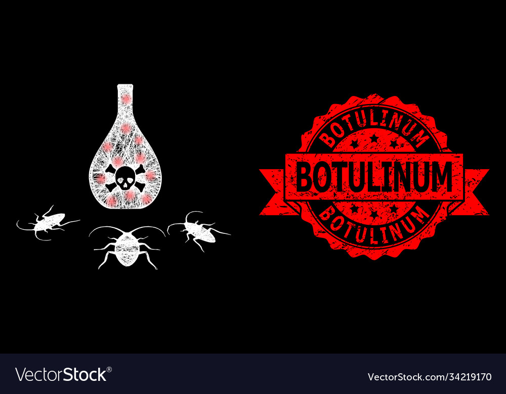 Scratched botulinum seal and bright web mesh vector image Scratched botulinum seal and bright web mesh