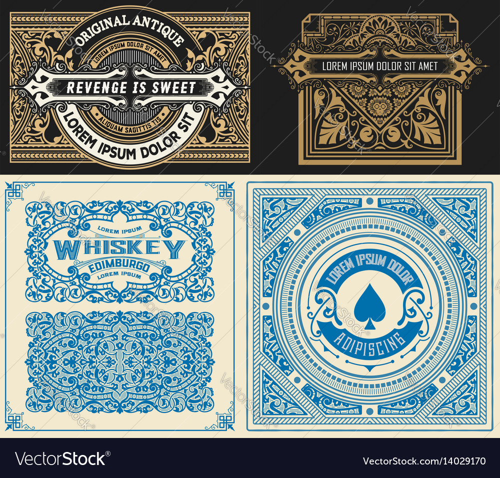 Set 4 vintage card with western style layered Vector Image