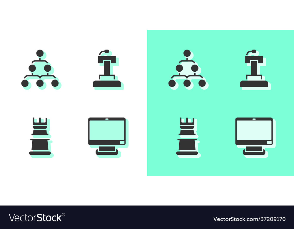 Set computer monitor hierarchy organogram chart