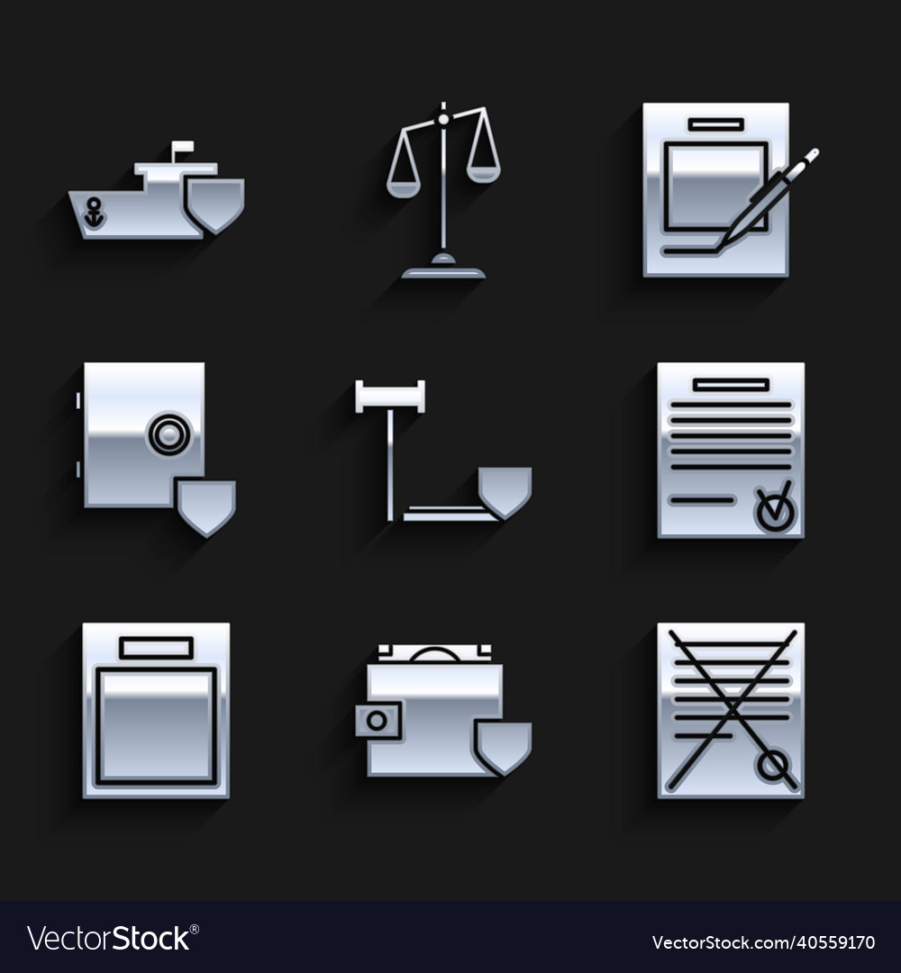 Set judge gavel with shield wallet and money