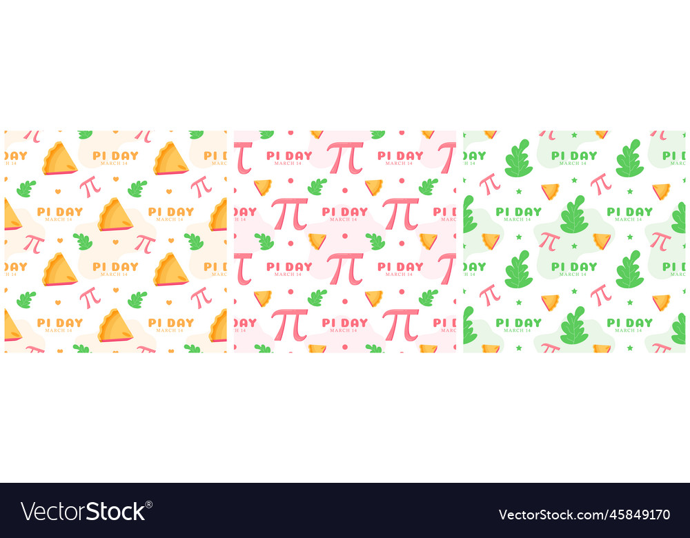 Set of pi day seamless pattern design