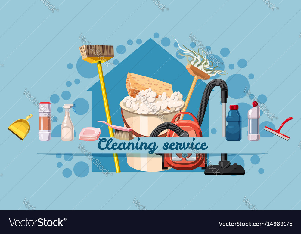 Cleaning service banner horizontal cartoon style Vector Image