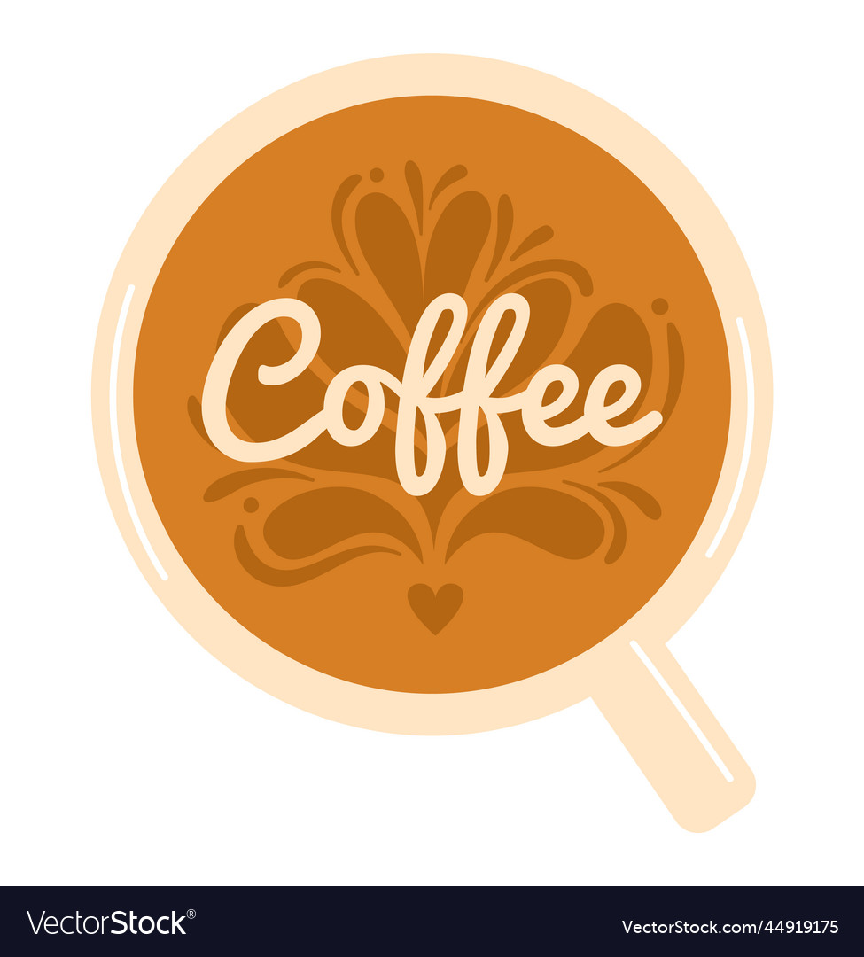 Coffee foam art at mug drink hot beverage Vector Image