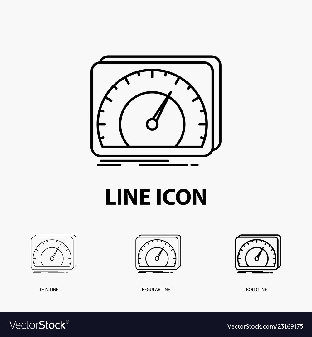 Dashboard device speed test internet icon in thin vector image Dashboard device speed test internet icon in thin