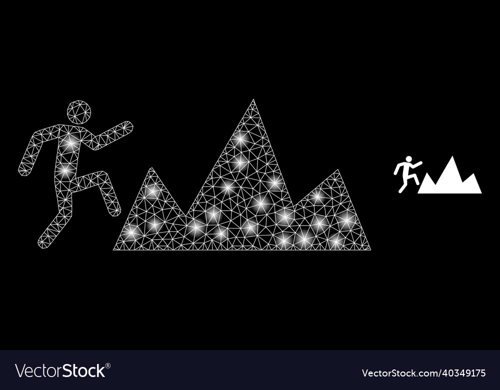 Mesh net climb rocks with shiny wire frame vector image Mesh net climb rocks with shiny wire frame