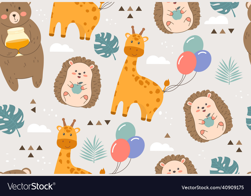 Seamless pattern with animals vector image Seamless pattern with animals