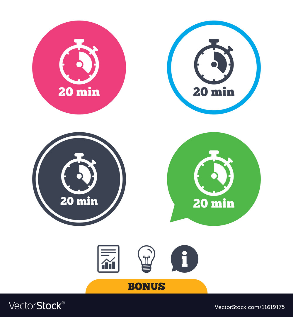 timer sign icon 20 minutes stopwatch symbol vector image timer 75 mins