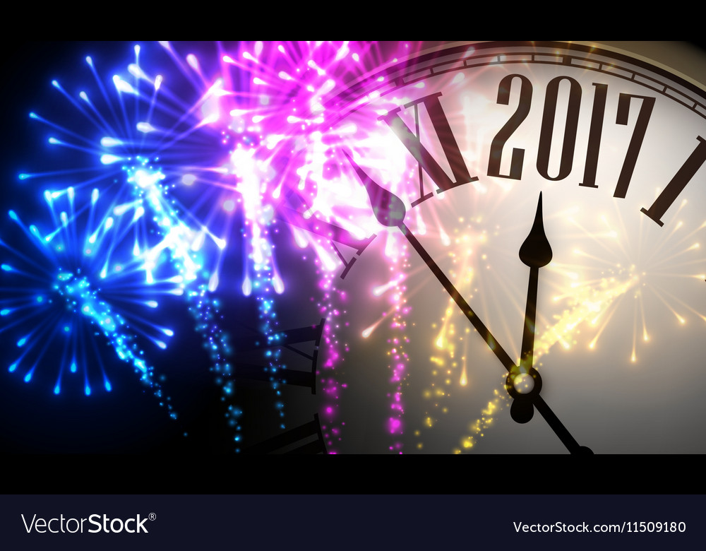 2017 new year background with clock
