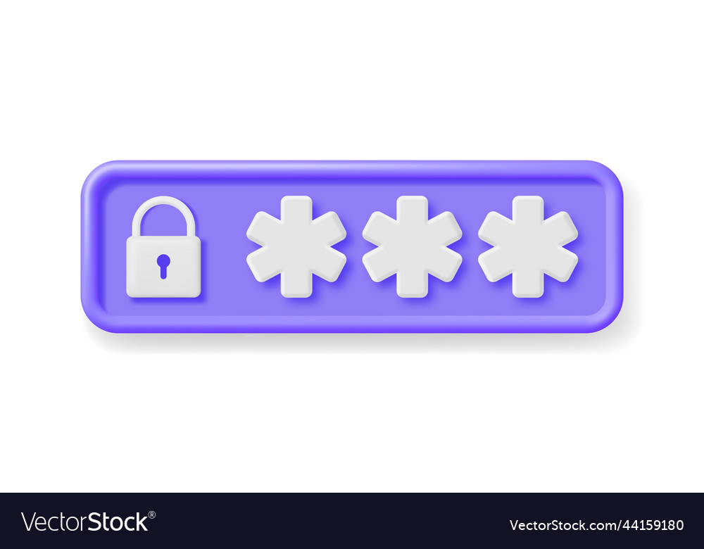 3d password field with padlock isolated Vector Image 3d password field with padlock isolated