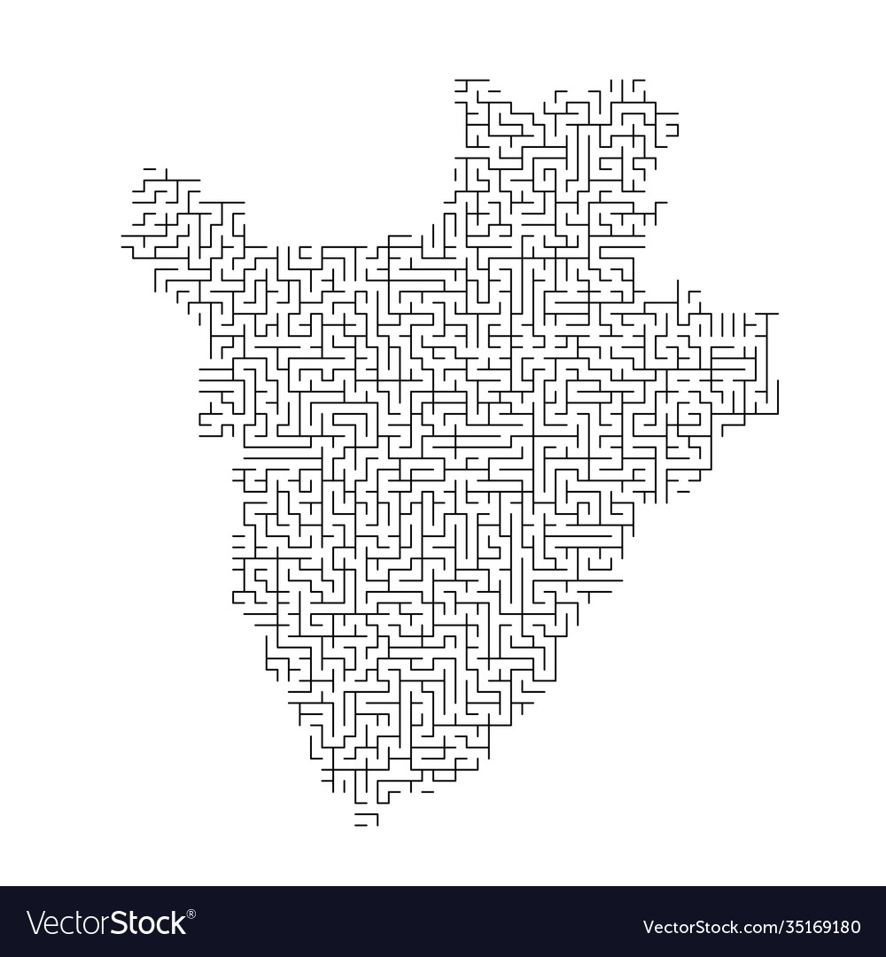 Burundi map from black pattern maze grid vector image Burundi map from black pattern maze grid