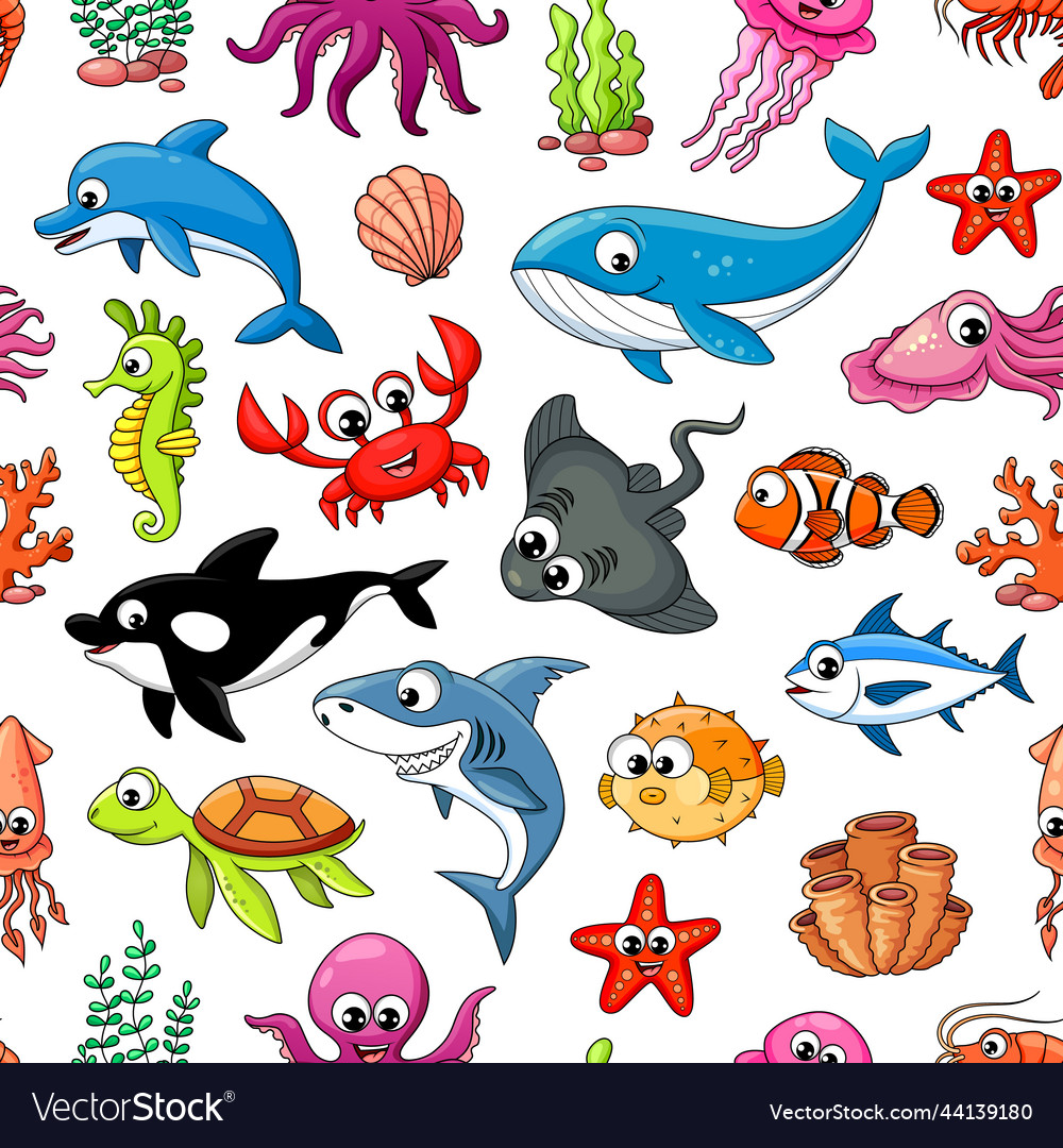 Cartoon Underwater Animals Pattern